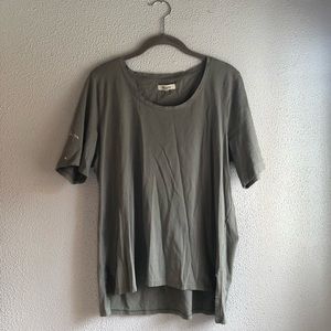 Army green short sleeved shirt